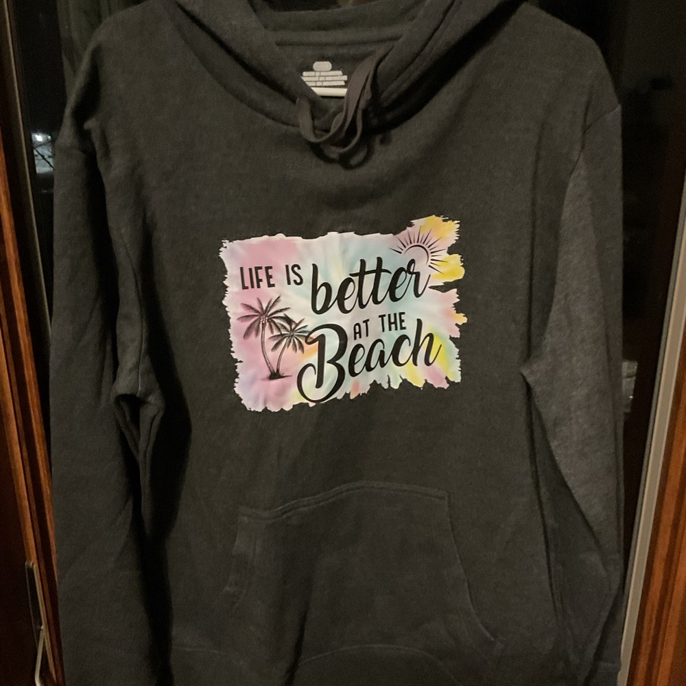 Women's Gray Hoodie - Life is Better at the Beach